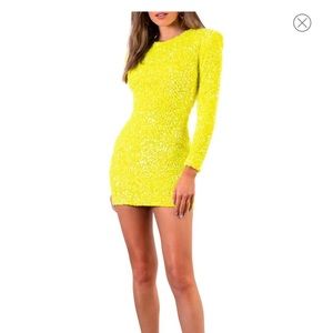Milena Sequin Padded Shoulder Long Sleeve Minidress